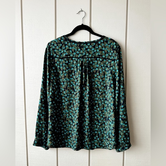 Talbots Peacock Print Blouse XL | Sheer Boho Top | EUC - Picture 2 of 7